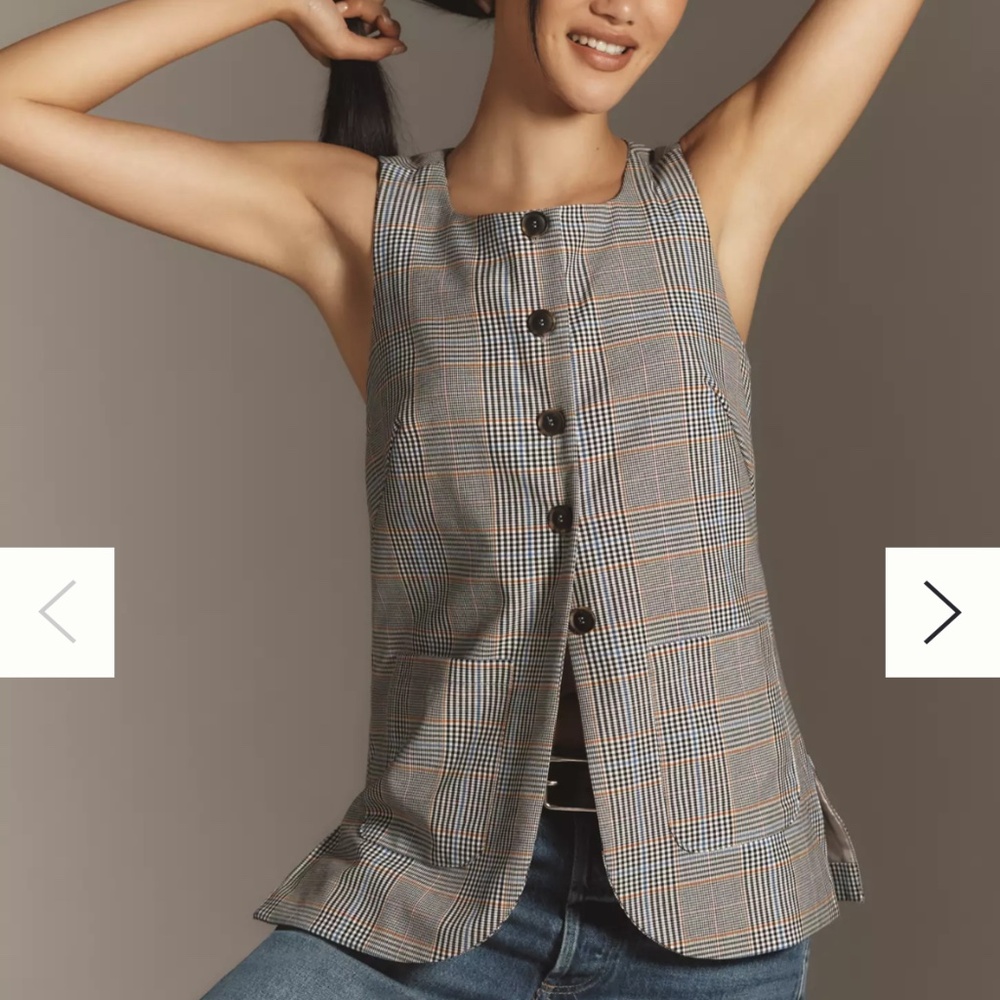 Anthropologie Plaid Mod Vest Size M